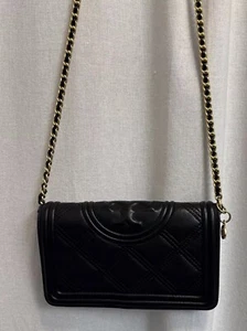 TORY BURCH Fleming No Tassel Chain On Wallet Clutch Crossbody Authentic - Picture 1 of 20