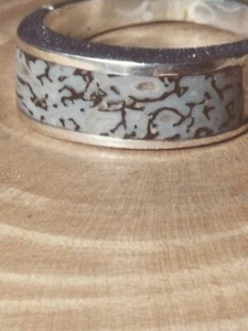 LADIES PRETTY SOUTH DAKOTA  DINOSAUR BONE STERLING RING - Picture 1 of 9
