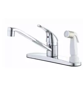 Glacier Bay 1-Handle Standard Kitchen Faucet in Chrome with White Deck Sprayer - Picture 1 of 3