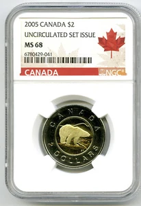 2005 CANADA $2 POLAR BEAR NGC MS68 UNCIRCULATED TOONIE TWO DOLLAR POP ONLY 1 - Picture 1 of 2