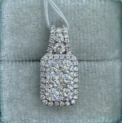 Colgante MOISSANITA REAL 925 de 2,18 quilates con tachuelas de plata 18" con CADENA Pasa Probador Foto 1 de 4