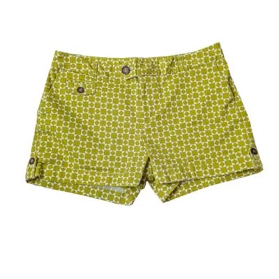 Pantalones Cortos Banana Republic Retro Verde Patrón Geométrico Talla 10 Detalles Botones Foto 1 de 4