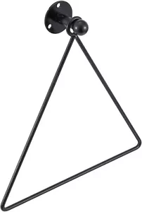 Modern Wall Mounted Triangle Metal Bathroom Kitchen Hand Towel Bar Rack, Black - Picture 1 of 6