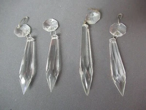4 prismas de cristal transparente vintage - largos con punta - dobles - 2 1/2" a 3" - 10 182 - Imagen 1 de 5
