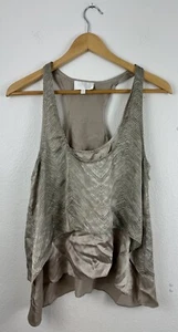 Alexis With Love Silk Racerback Khaki Flowy Loose Blouse Tank Size XS USA Made - Picture 1 of 5