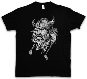 VIKING HEAD I T-SHIRT Runes Valhall Valhalla Odin Thor Norse Vikings Odhins Boat - Picture 1 of 1