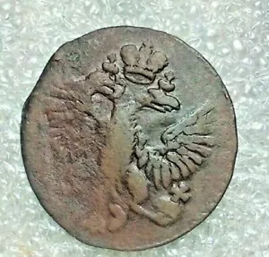 RUSSIAN MONARCHY Denga 1753 DOUBLE EAGLE minting defect - Picture 1 of 3