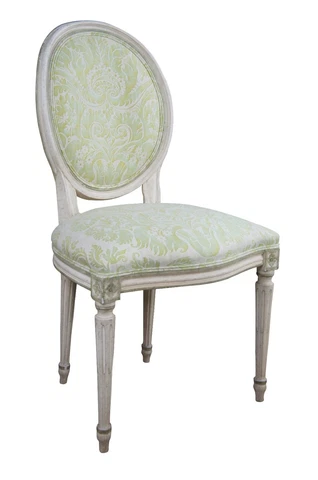 Vintage Baker French Louis XV Provincial Balloon Back White Dining Side Chair 38 Cover