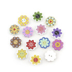 50x 20mm 25mm White Wooden Buttons Colourful Flower Edge Shape Design Scrapbook