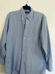 Preswick And Moore Mens Striped Dress Shirt 15 1/2 32 Blue And White Button - Picture 1 of 3