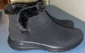 NEW Skechers women 9 GoWalk Boots Goga Mat On the Go Joy black ankle boots - Picture 1 of 9