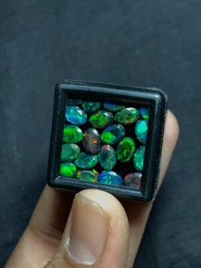 AAA Quality Ethiopian Opal Gemstone, Black Cut Opal, Welo Fire Birthstone Opal - Picture 1 of 6