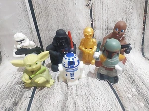 Disney Star Wars 2008 Lucas Film 7 Figures Plastic Toy Set & Bag - GUC - Picture 1 of 5