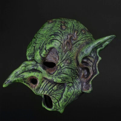 Green Goblin Cosplay Elf Scary Witch Mask Halloween Carnival Party Costume Props - Image 1 of 4