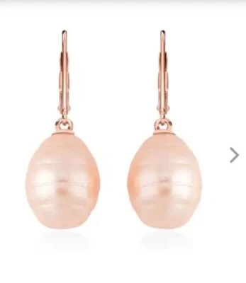 Peach Irregular Shape In 14k Rg/ Sterling Silver Earrings - Image 1 of 4