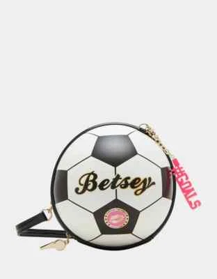 Betsey Johnson Kitsch Goal Crossbody Bag Black White Soccer Ball NWT - Image 1 of 4