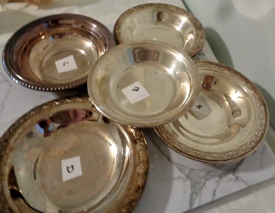 Lote de 5 platos de caramelo antiguos de plata Reed & Barton F.B. Rogers Wallac Foto 1 de 4