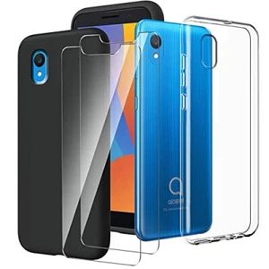 LYZXMY Cover per Alcatel 1 2019 / Alcatel 1 2021 Trasparente + Nero (L3j)