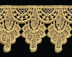 Metallic Venise Lace, 1+3/4 inch wide trim gold color select length - Picture 1 of 1