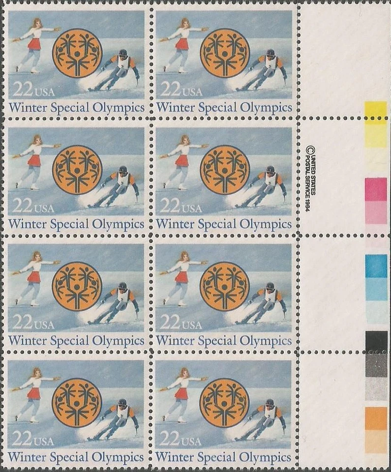 Block of 8 stamps - Scott 2142 - 22 cent - Winter Special Olympics - 1985 - MNH - Image 1 of 1