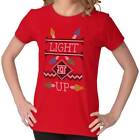 Light It Up Christmas Santa Claus Xmas Gift Womens Short Sleeve Ladies T Shirt