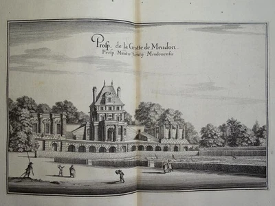 Grotte de Château de Meudon Topographia Galliae EA Merian Kupferstich 1655 - Bild 1 von 3
