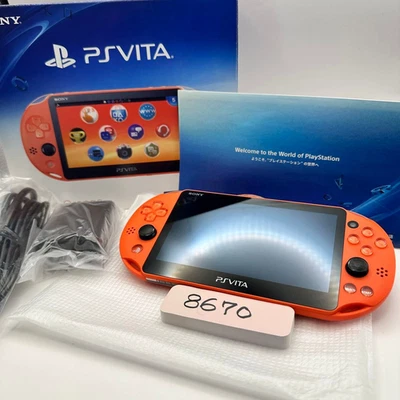 [BOX] PS Vita Neon Orange PCH 2000 Za24 Console Charger PSV Slim Used - Image 1 of 4
