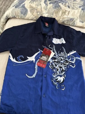 NWT Youth Boys JNCO Jeans Y2K Button Shirt Blue Graphic Serpent XL 18/20 - Image 1 of 4