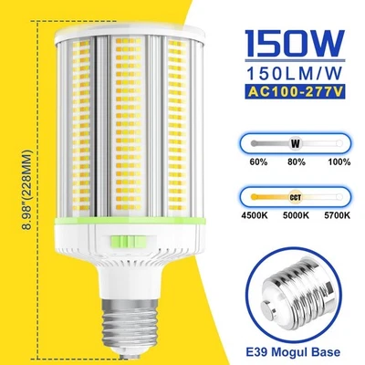 150W E39/E40 LED Corn Bulb High Bay Light Fixture Commercial Warehouse Street UL - Image 1 of 4
