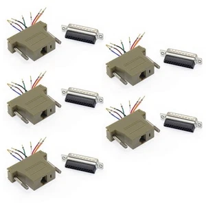 5 Pcs DB25 RS232 Male to RJ45 8P8C Network Adapter Converter Modular 28AWG Ivory - Picture 1 of 2