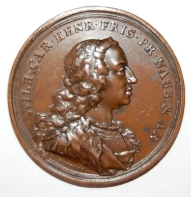 1747-NETHERLANDS-WILLEM IV PRINCE OF ORANGE BRONZE MEDAL - Image 1 of 2