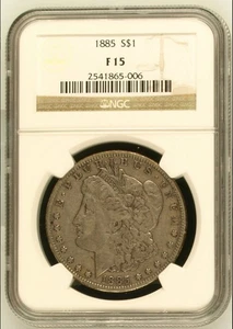 1885-S $1 Morgan Dollar F15 NGC  - Picture 1 of 2