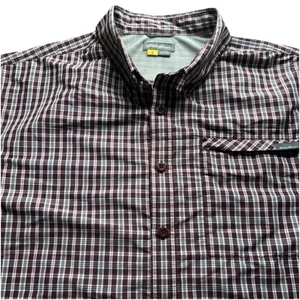 Eddie Bauer Travex Men’s XL Tall Maroon Plaid Short Sleeve Button Down Shirt EUC - Picture 1 of 6