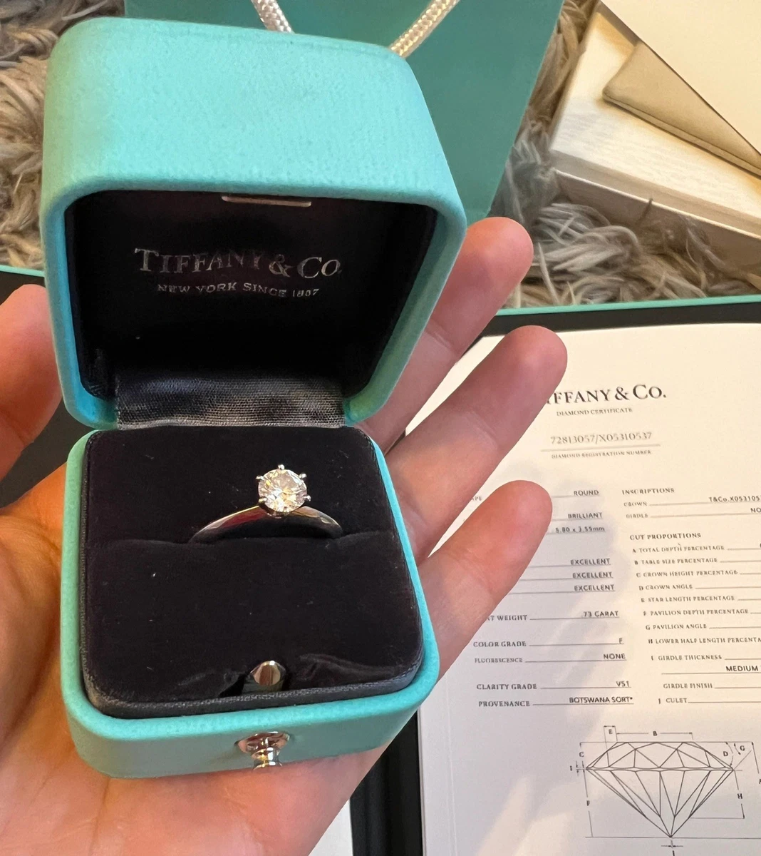 Tiffany & Co. Diamond Engagement Ring 7.5 Ring Engagement Rings