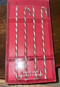Pier 1 Glas Zuckerstange Weihnachten Rührstäbchen Bar Getränk rot weiß - Bild 1 von 4