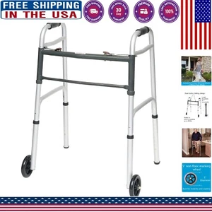 Durable Aluminum Walker with 300lbs Capacity - 5" Wheels for Smooth Mobility - Picture 1 of 9