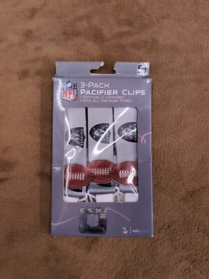 RAIDERS 3 Pack Baby Pacifier Clips NFL Officially Licensed BPA Free - Image 1 of 2