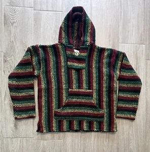 Baja Joe Hoodie Mexican Pullover Red Black Yellow Green Rasta Sweater Drug Rug S - Picture 1 of 8