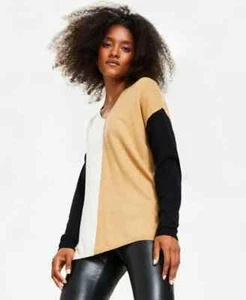 INC Women's Colorblocked Step-Hem Tunic Sweater Neutral Combo SZ M - Picture 1 of 4