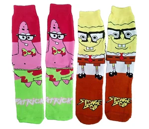 Set of Two Spongebob and Patrick Girls/Boys Crew Socks One Size - Picture 1 of 7