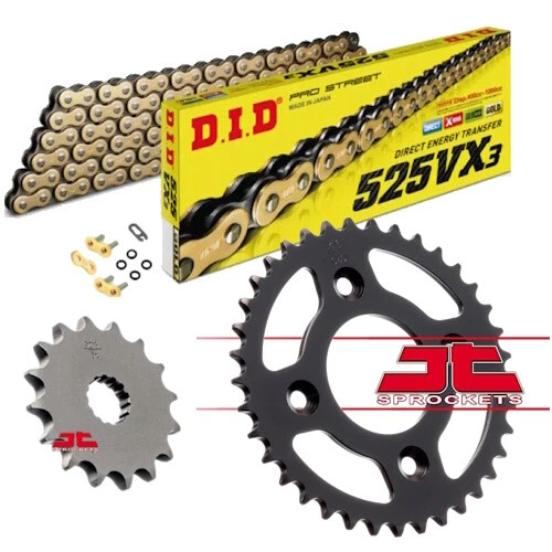 Fits: Kawasaki Z1000SX DID Gold X-Ring Heavy Duty Chain Sprocket Set - Image 1 of 4