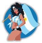 Argentina Flag Soccer Fan Girl Car Bumper Sticker Decal