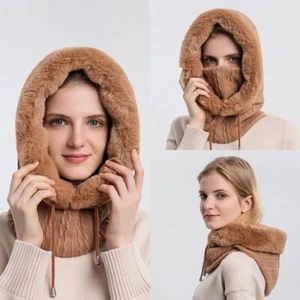 Damen Frauen Strickmütze Hut Flaum Baumwoll Grau Schwarz Herbst Winter Warm - Picture 1 of 26