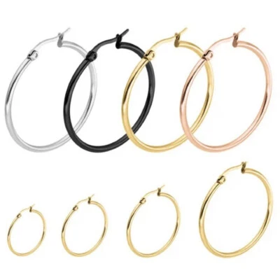 PAAR 10MM - 70MM EDELSTAHL OHRRINGE CREOLEN GOLD SILBER OHR HOOP EARRING OHRRING - Bild 1 von 2