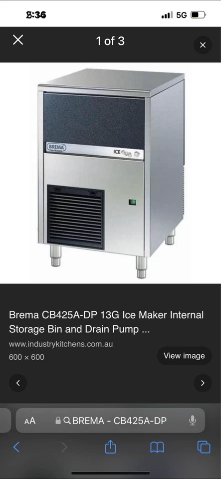 Máquina para hacer cubitos de hielo comercial Brema CB425A refrigerada por aire bajo encimera Foto 1 de 1