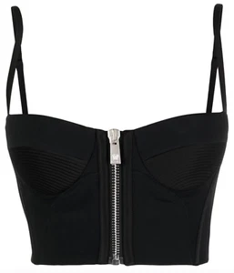 NWT Versace Medusa Zip Black Quilted Cropped Bustier Corset Top Sz 40 US 4 $1675 - Picture 1 of 24