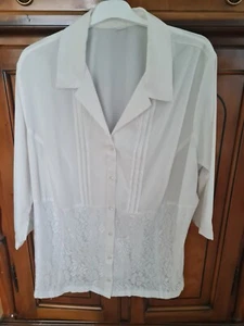 Damen Bluse 50 Beige Creme Spitze Übergröße 3/4 Arm - Bild 1 von 4