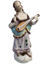 Orion Vintage Porcelain Victorian Woman Statue Mandolin Player Japan 8”
