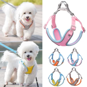 Reflective Puppy Dog Cat Harness Vest with Walking Lead Leash Adjustable Soft - Picture 1 of 15