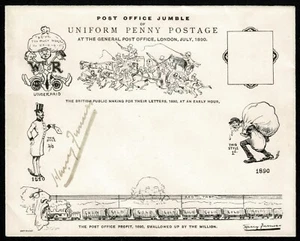 1890 PO Jubilee Envelope Harry Furniss in Black Signed Rare Subscription & Card - Picture 1 of 4